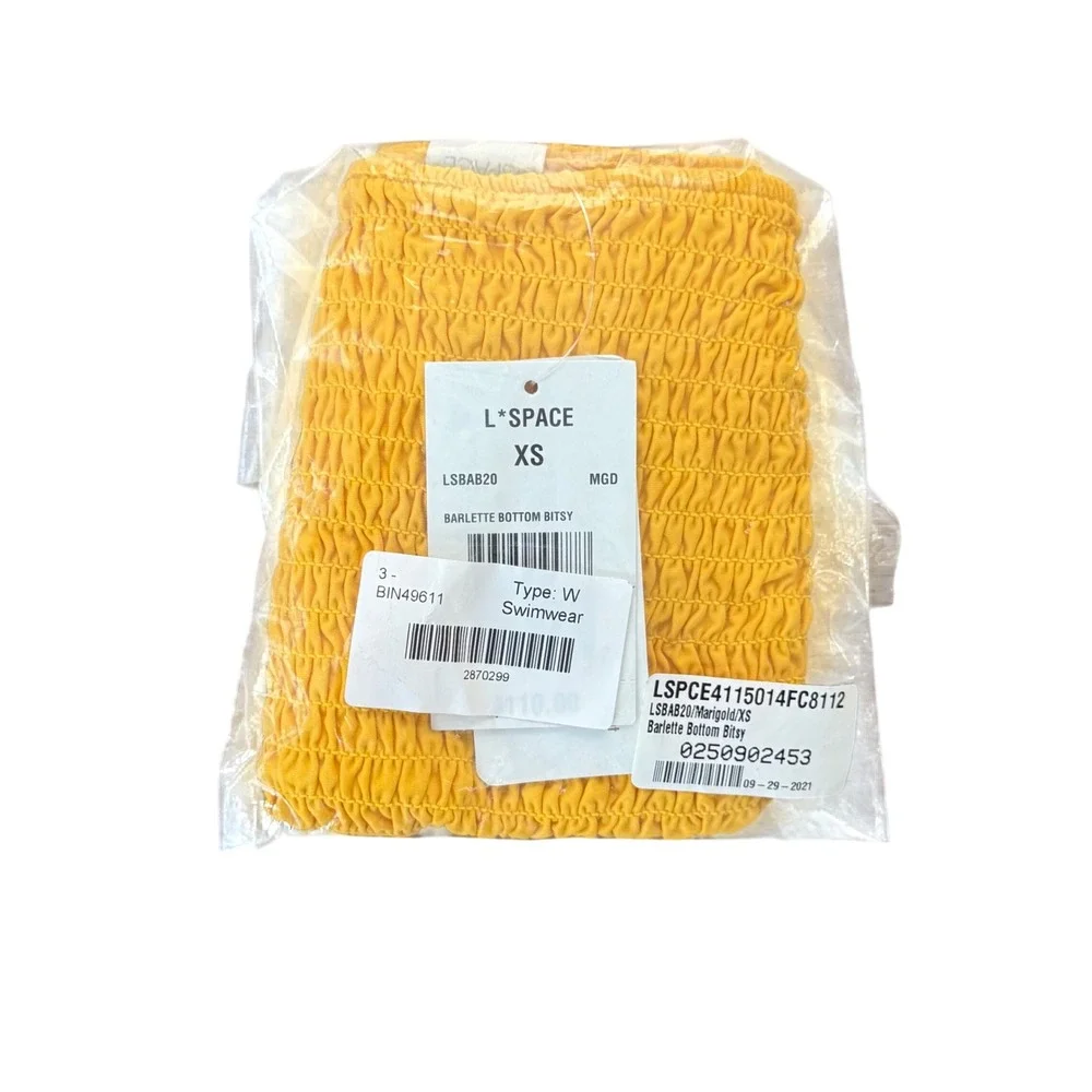 L*Space‎ Barlette Bottom Bitsy Marigold Smocked High Waist Bikini Bottom XS
